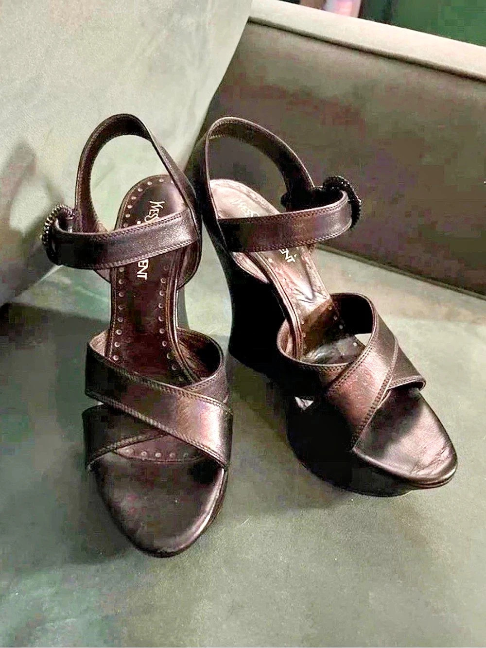 Yves Saint Laurent Platform Wedge Sandals in Black 39